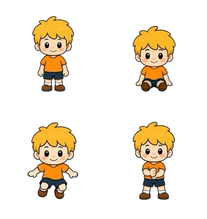 idle, sit, jump and fish poses